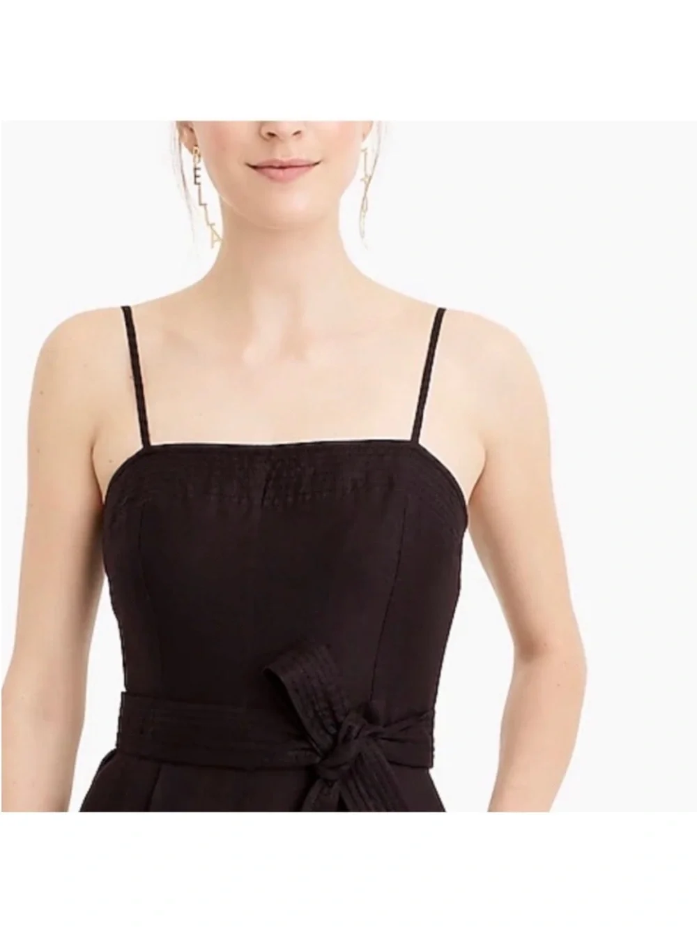 J. Crew black linen wide leg jumpsuit
